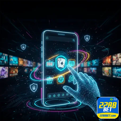 Imagem mostrando a interface do aplicativo 2288bet para apostas esportivas e jogos, ideal para acessar pelo site 2288bet